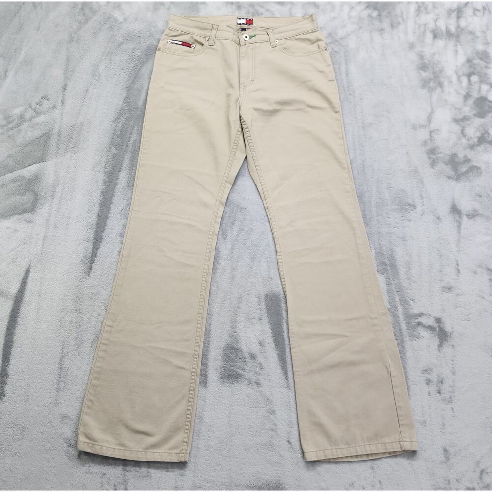 Vintage Tommy Hilfiger Jeans Womens 7 Juniors Beige Mid Rise Bootcut Flare Leg